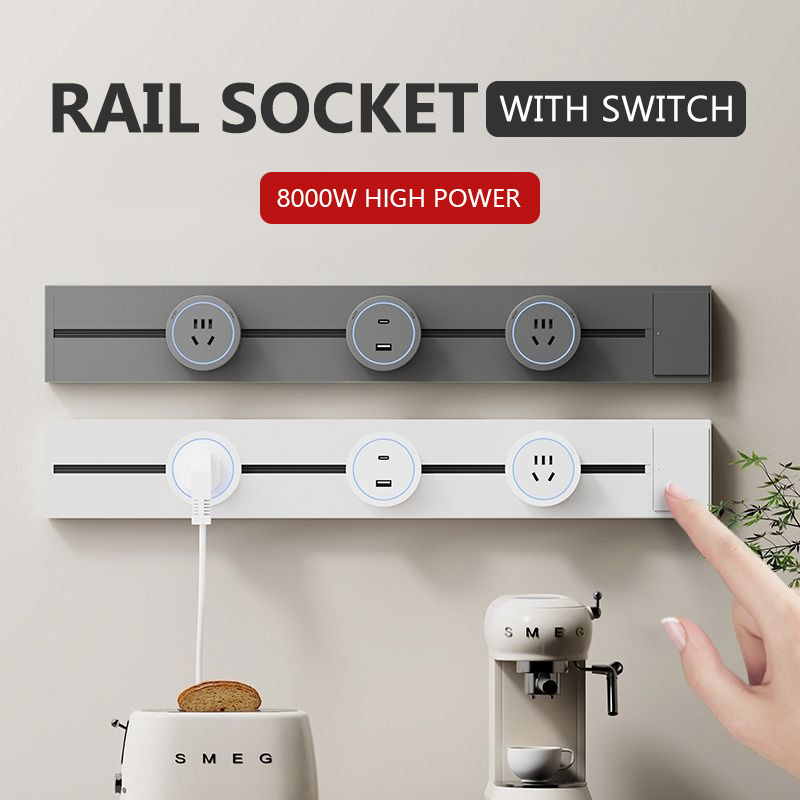 Kitchen Appliances Uk - Track Socket with Switch Kitchen Wall