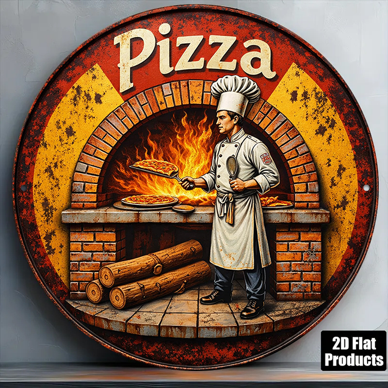 Kitchen Appliances Vintage - 2D Retro Metal Sign, Vintage Pizza
