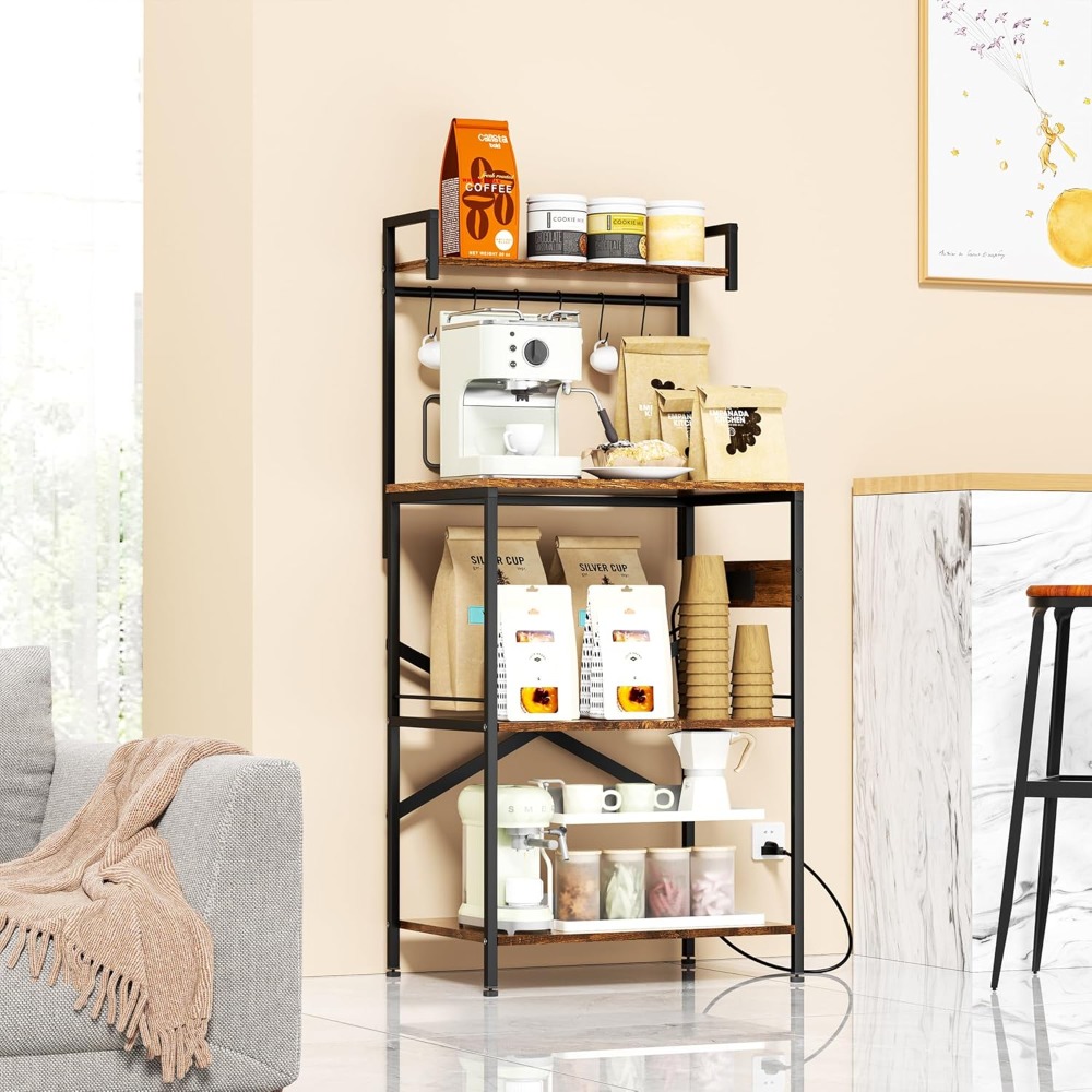 Kitchen Appliances Outlet - 6 Hooks, Kitchen Appliance Organizer,Bakers Rack